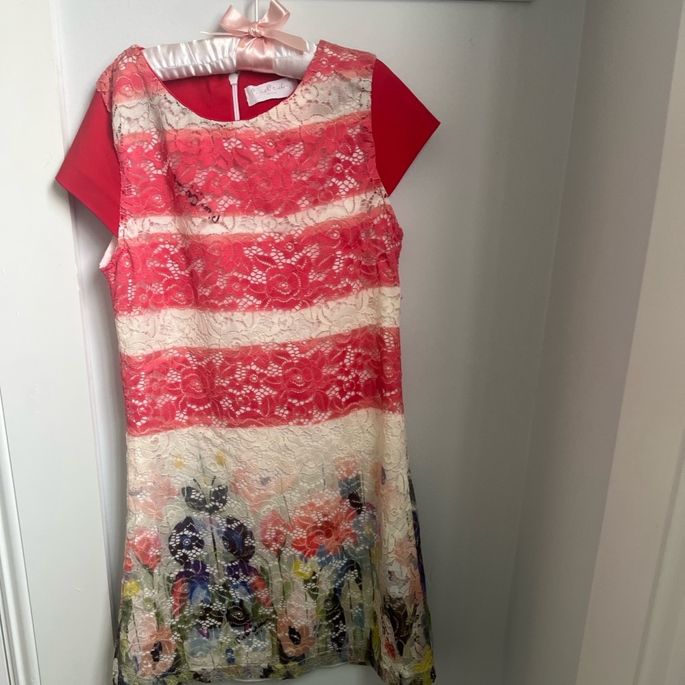 Pierre Cardin  ParisFloral Lace Dress with short cap sleeve Multi color dress